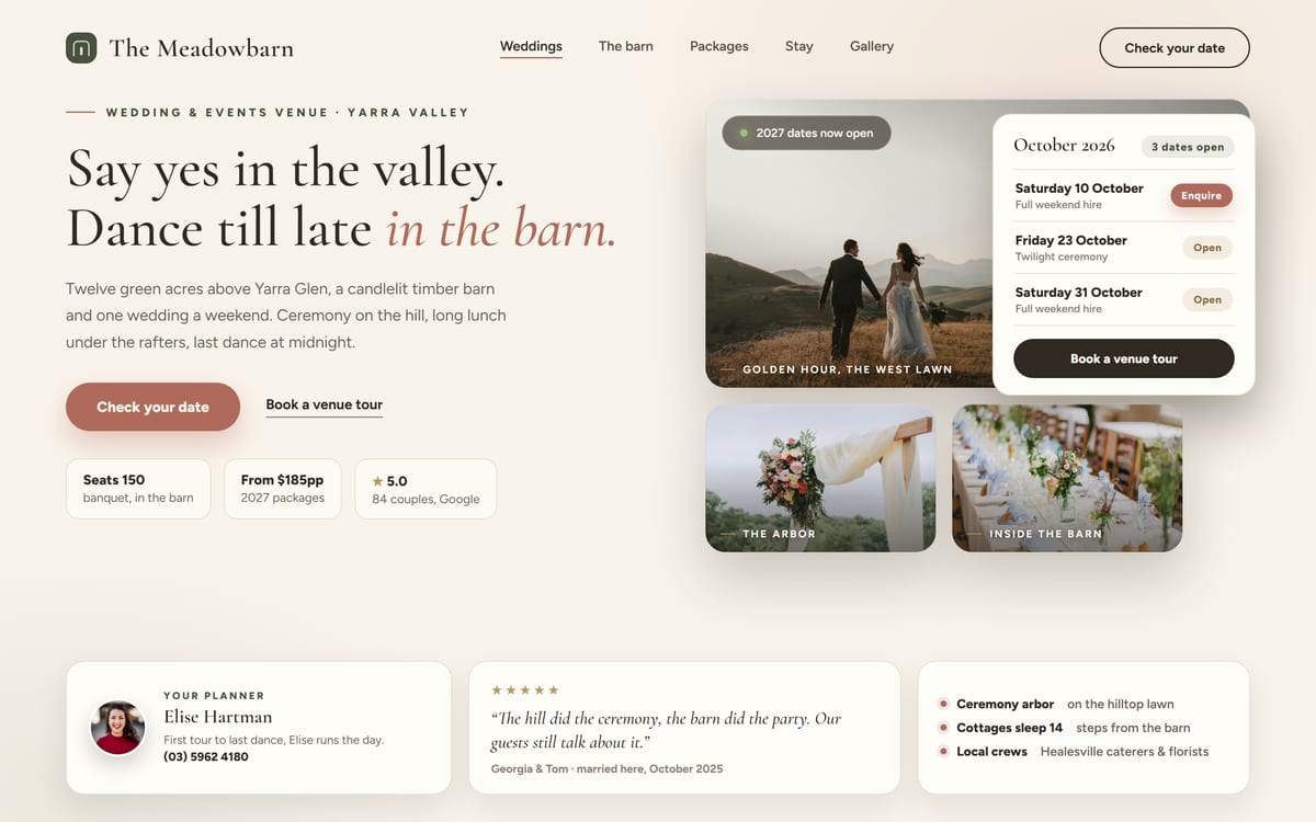 The Meadowbarn website design